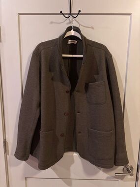 Taylor Stitch Olive Collarless Sport Coat